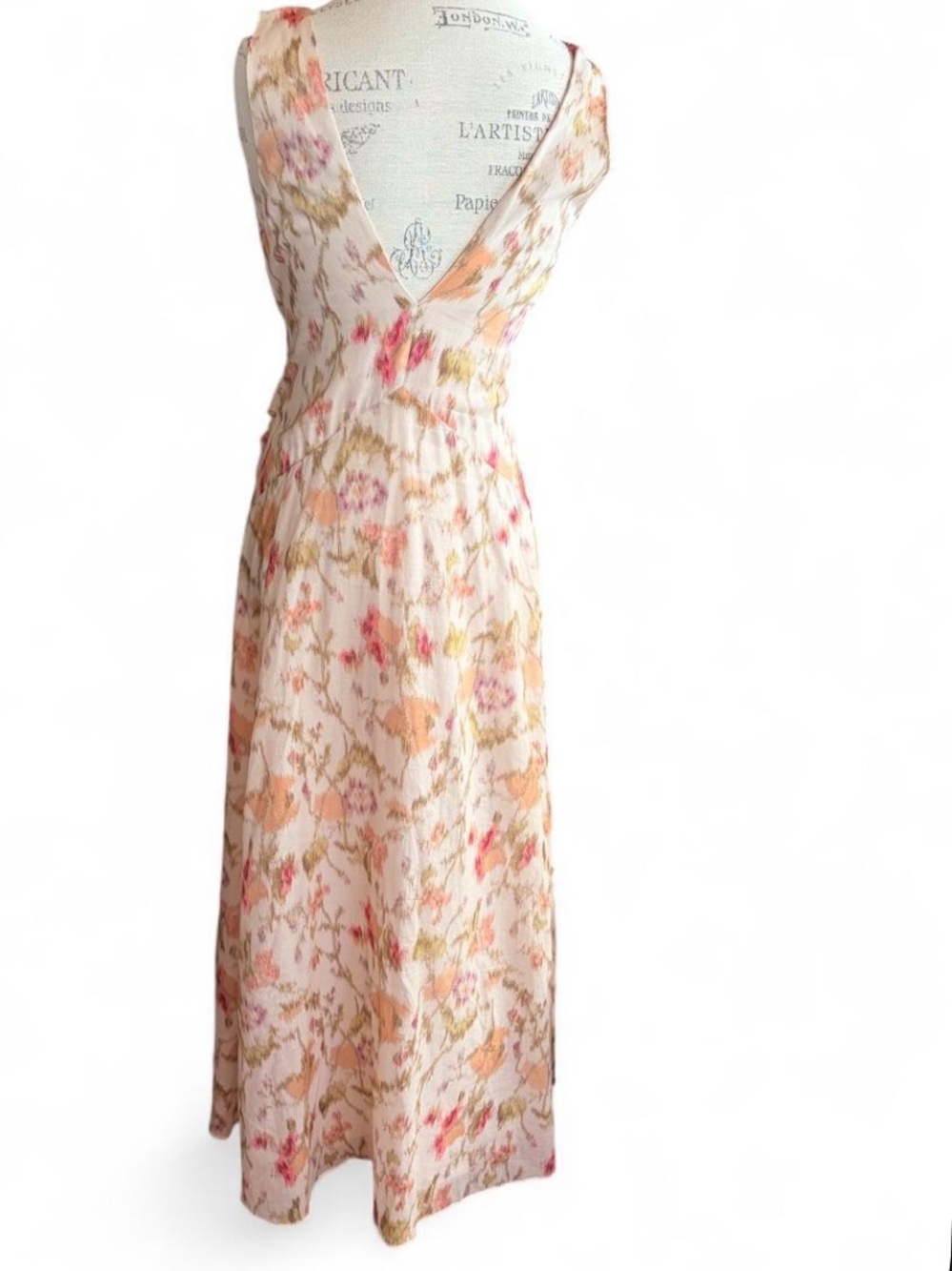 Rebecca Taylor Floral Cotton Front Tie Midi Dress Size 6 Sleeveless Cottagecore - Picture 9 of 9